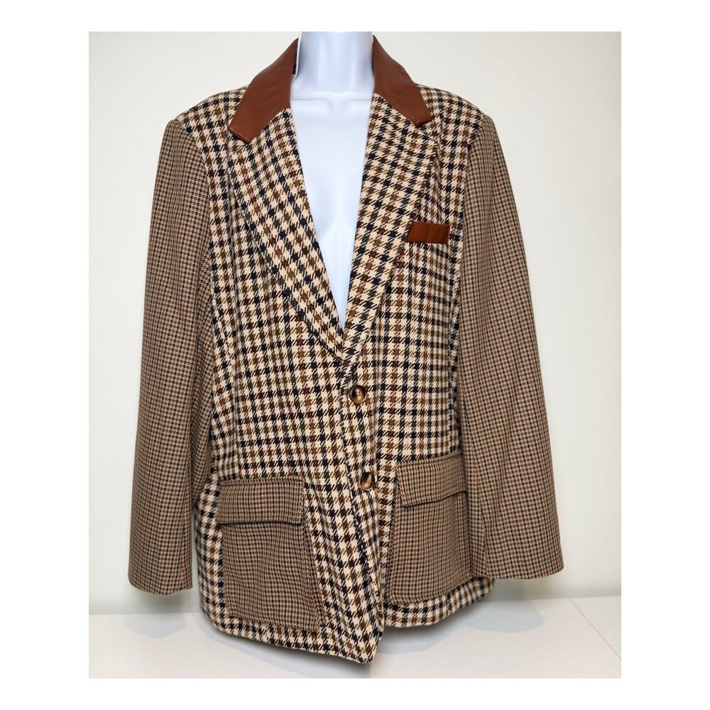Steve Madden Carolina Oversized Blazer, Brown Plaid, NWT - Picture 5 of 14